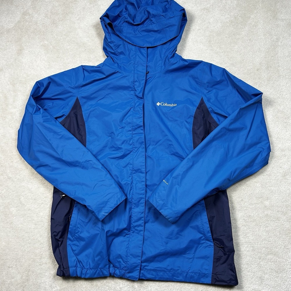 Columbia Jacket Womens Large Hooded Omni-Tech Waterproof Windbreaker Rain Nylon
